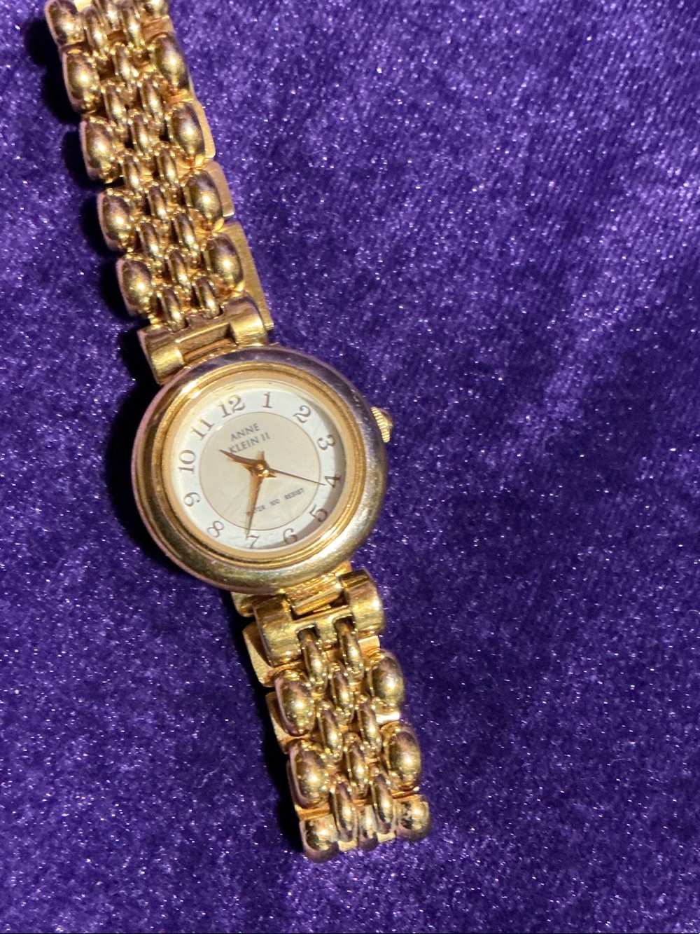 Anne Klein ll  Gold Tone Women's Linked Bracelet Watch - Gold and Ivory Dial